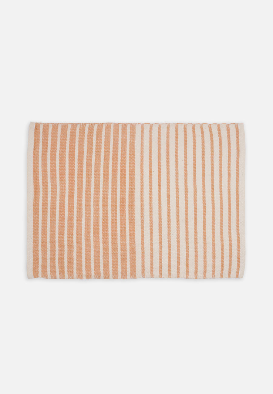 Tischset aus Baumwolle mit Streifen // Natur-Orange // 2er-Set