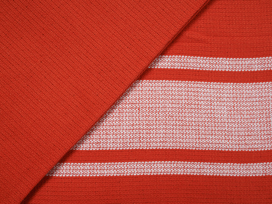 Baumwoll-Tuch mit Fransen // Rot-Weiß
