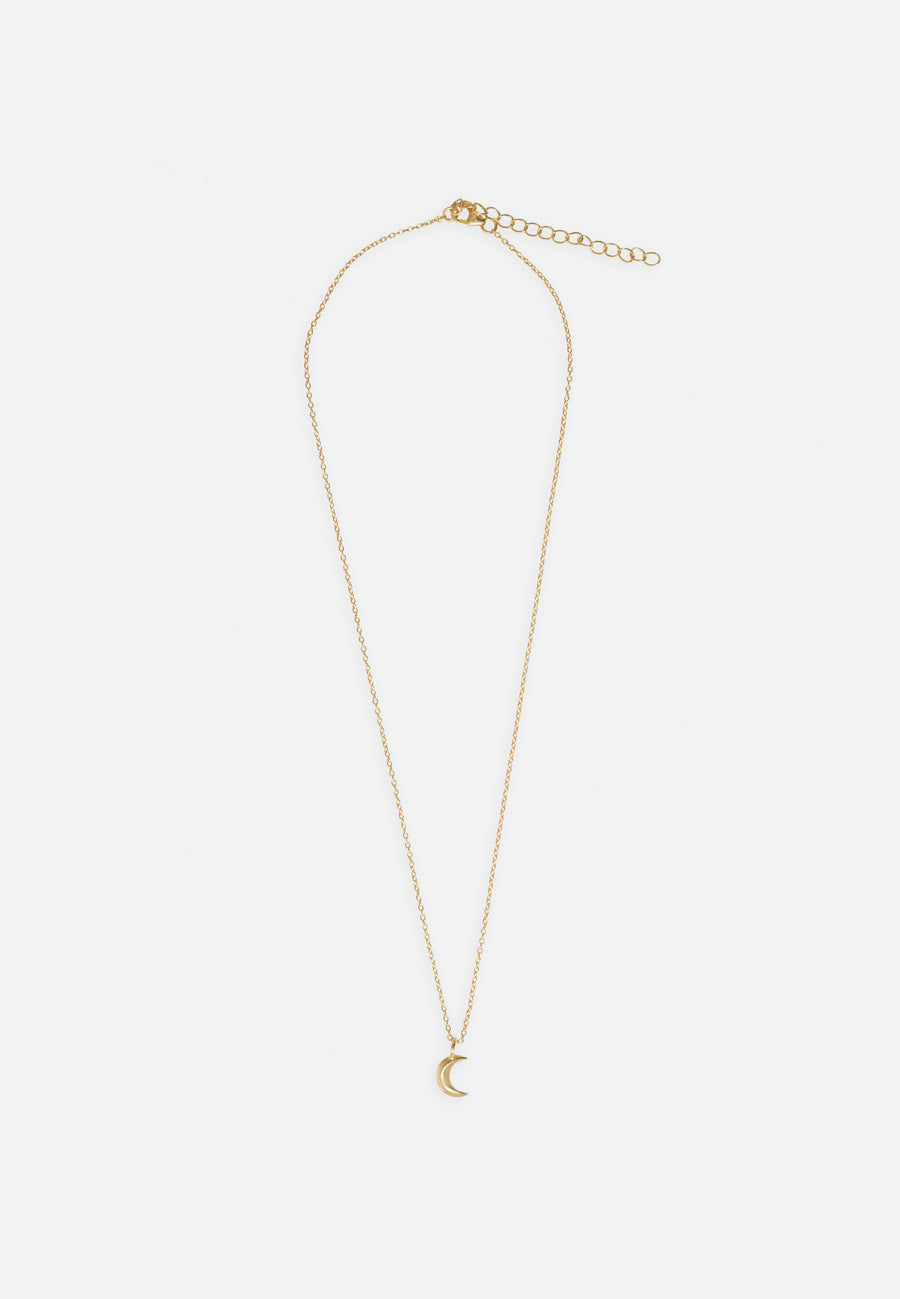 Filigrane Halskette mit Halbmond-Anhänger // Gold