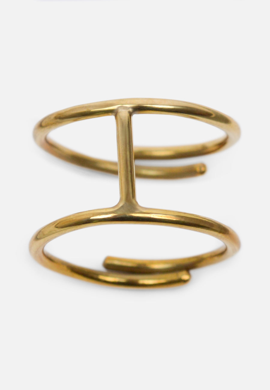 Zweireihiger Ring mit Stab // Gold