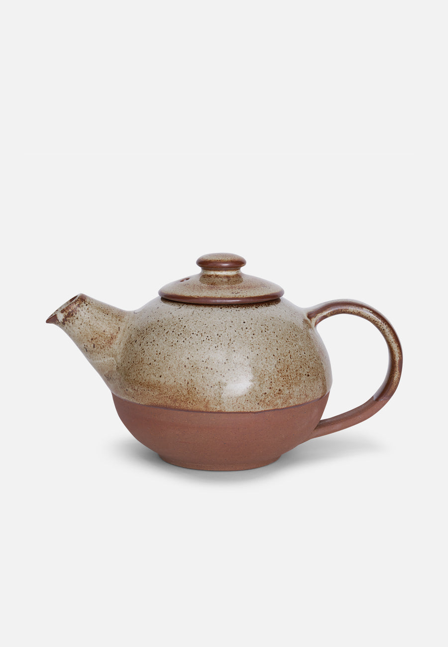 Zweifarbige Teekanne aus Keramik // Beige-Braun