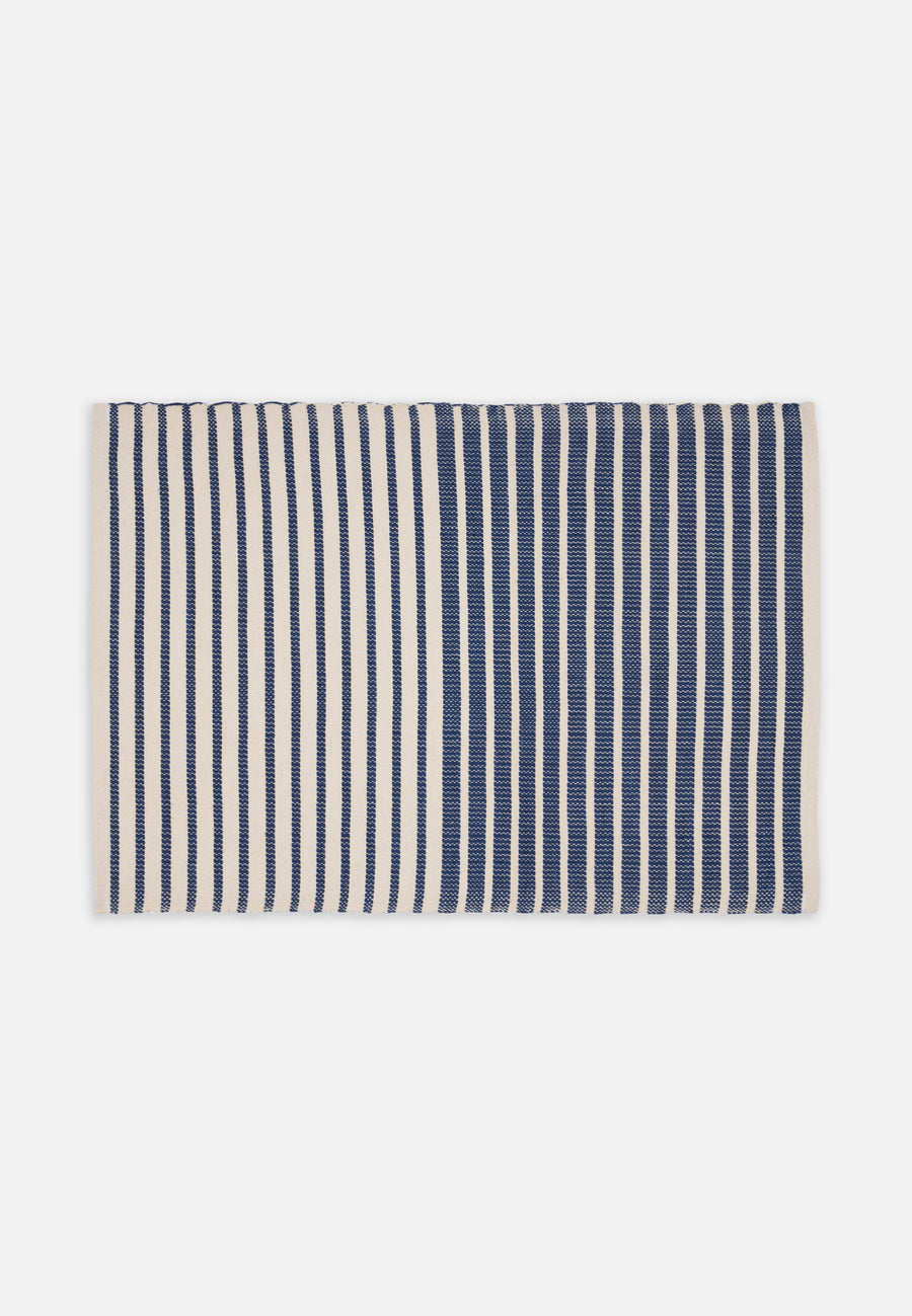Tischset aus Baumwolle mit Streifen // Natur-Blau // 2er-Set