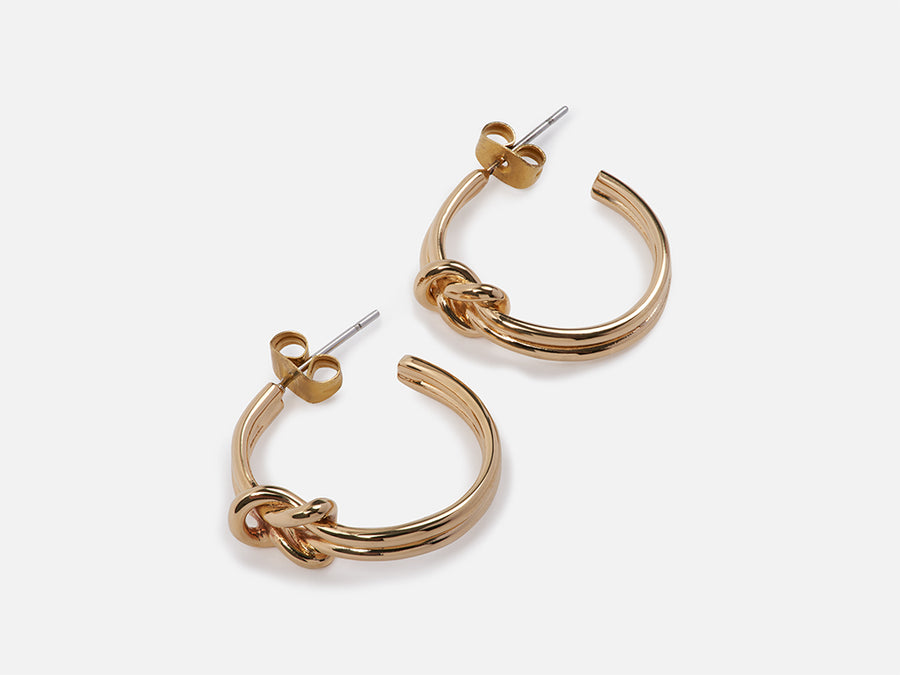 Fair Trade Hoop Earrings Knot Gold Sustainable Jewellery