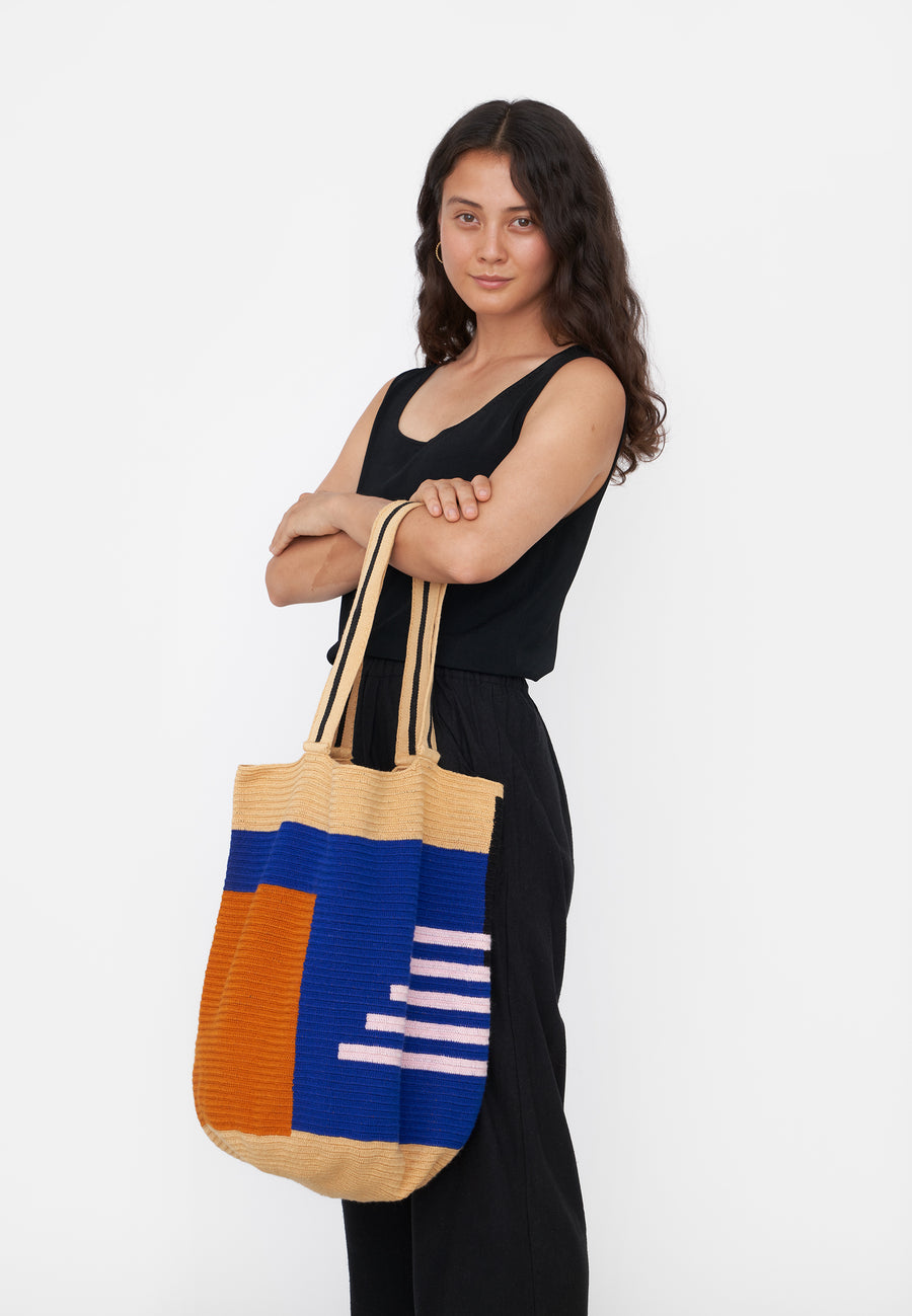 Leicy Tasche aus Baumwolle // Rosa–Blau–Orange