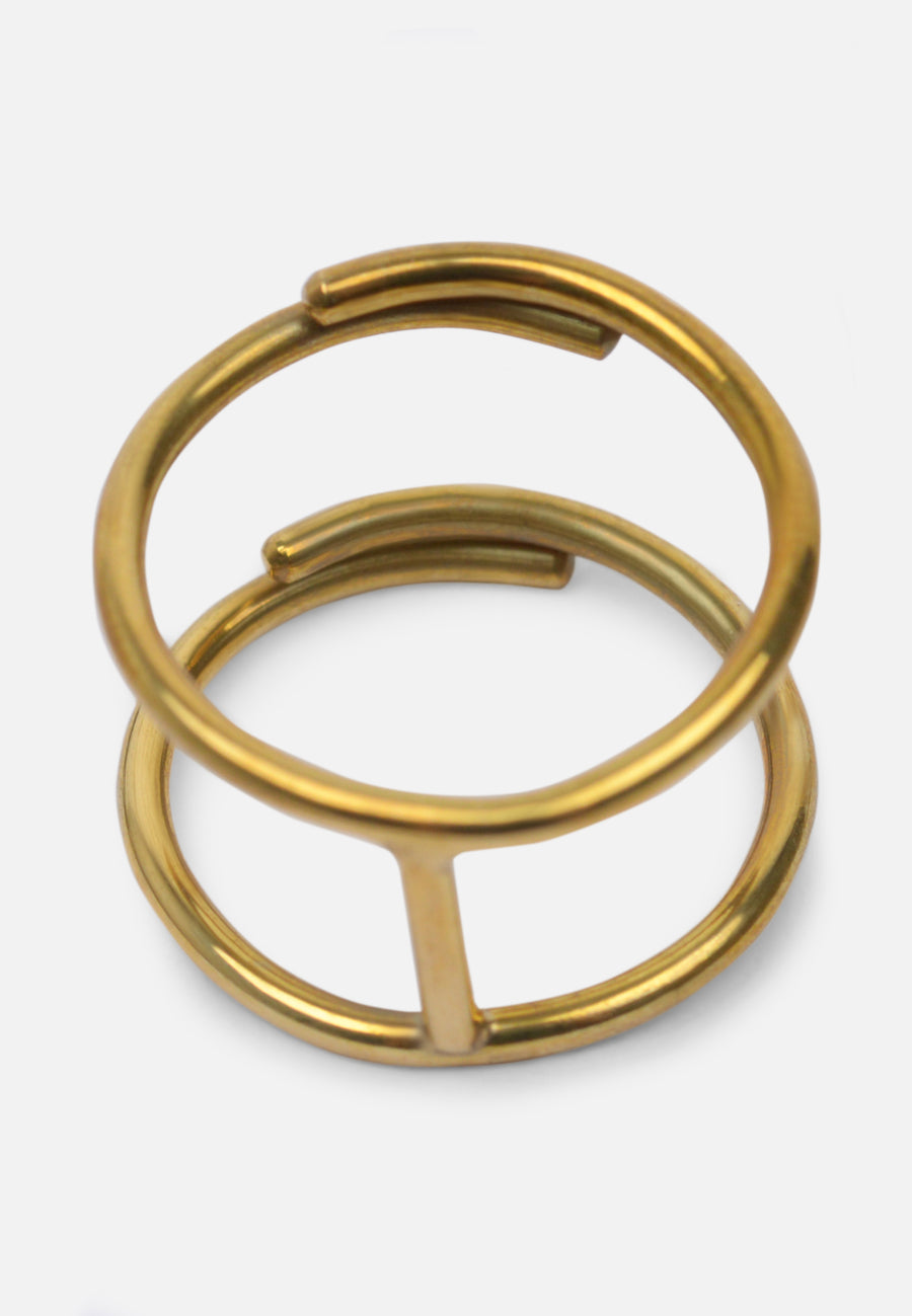 Zweireihiger Ring mit Stab // Gold