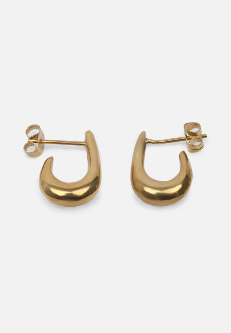 Handmade small, chunky hoops in gold 